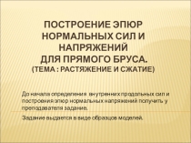 Построение эпюр нормальных сил и напряжений для прямого бруса. (Тема : Растяжение и сжатие)