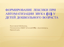 Занятие по логопедии: Формирование лексики при автоматизации звука {ш} у детей дошкольного возраста