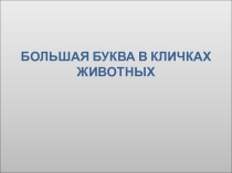 Презентация по русскому языку по теме Заглавная буква в кличках животных