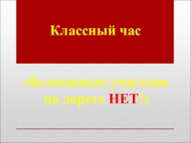 Презентация к классному часу Безопасных участков на дороге -нет!