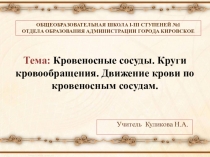 Презентация Кровеносные сосуды. Движение крови по кровеносным сосудам