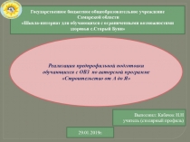 Презентация. Распространение собственного опыта на тему :Реализация предпрофильной подготовки обучающихся с ОВЗ по авторской программе Строительство от А до Я