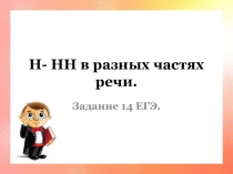 Презентация по русскому языку Н и НН в разных частях речи