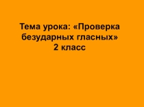 Презентация Проверка безударных гласных