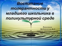 Воспитание толерантности у младшего школльника в поликультурной среде