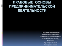 Презентация по обществознанию Правовые основы предпринимательской деятельности 11 класс Милюшкина Кристина