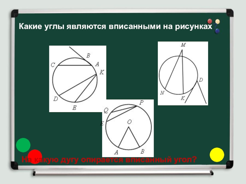 Укажите какой из углов изображенных на рисунке является вписанным углом опирающимся на одну дугу