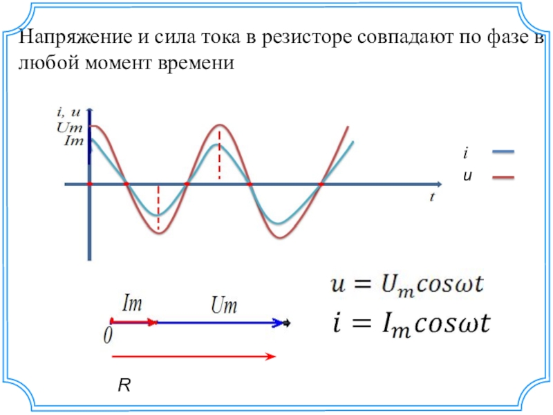 Графическую составляющую. График силы тока и напряжения в цепи переменного тока. График резистора в цепи переменного тока. Резистор в цепи переменного тока 11 класс. Напряжение переменного тока сопротивление.