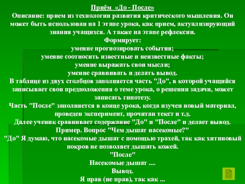 После описание. Приемы описания.