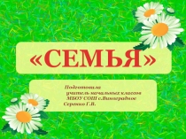 Занятие в подготовительном классе на тему Моя семья