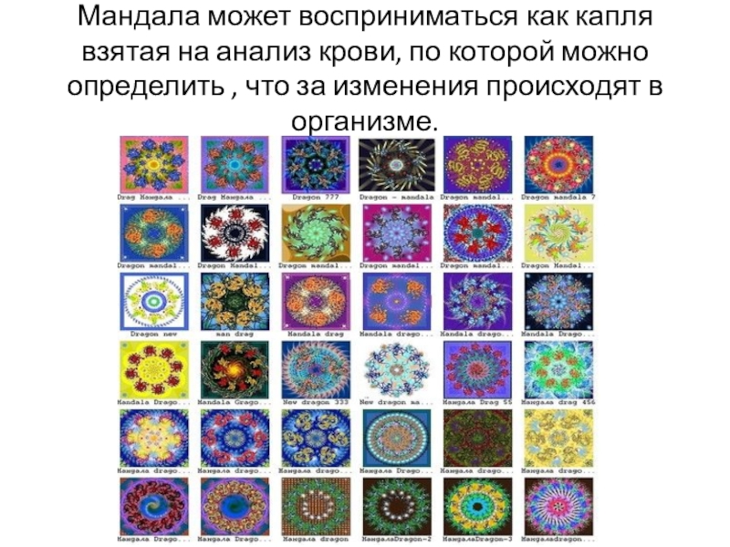 Искусство в буддийской культуре Мандала может восприниматься как капля взятая на анализ крови, по которой Мандала может восприниматься как капля взятая на анализ крови, по которой можно определить , что за изменения