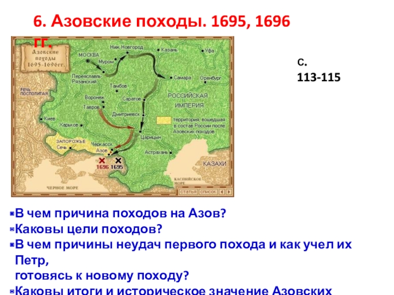 1 азовский поход карта