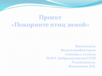 Проект Покормите птиц зимой