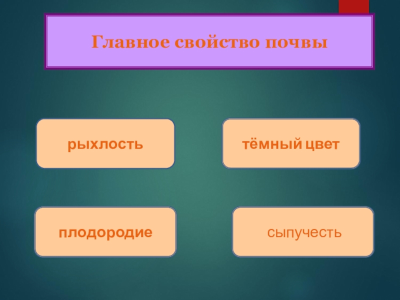 Тест земля кормилица 4. Главное свойство почвы. Главные свойства почвы. Основное свойство почвы. Назовите основное свойство почвы.