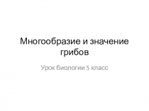 Презентация по биологии по теме Многообразие и значение грибов