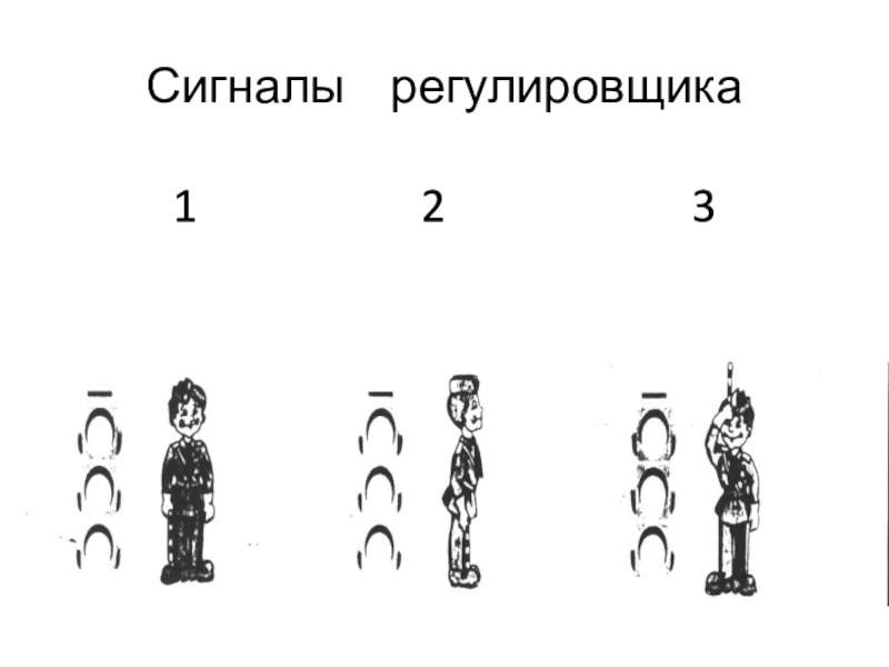 Подборка заданий для внеклассных занятий по ПДД Сигналы регулировщика 1 2 3 Сигналы регулировщика 1 2