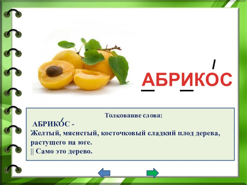 Запишите толкование слов. Словарное слово абрикос. Загадка про абрикос. Словарное слово яблоко презентация. Загадка про абрикос для детей.