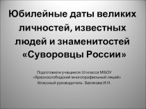 Презентация Внеклассного мероприятия  Суворову 285