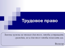 Презентация по обществознанию на тему: трудовое право