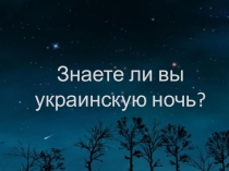 Презентация по литературе на тему Знаете ли вы украинскую ночь? по произведению Н.В.Гоголя Майская ночь, или Утопленница (6 класс)