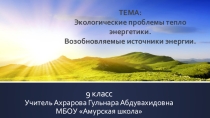 Презентация по физике на тему Экологические проблемы теплоэнергетики. Возобновляемые источники энергии.