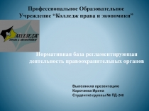 Нормативная база регламентирующая деятельность правоохранительных органов