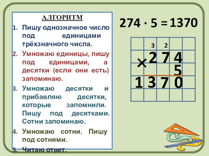Письменное умножение многозначных чисел на однозначное. Алгоритм письменного умножения на однозначное число. Умножение трехзначного числа на однозна. Алгоритм умножения многозначного числа на однозначное. Алгоритм письменного умножения на однозначное число 4 класс.