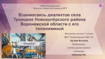 Взаимосвязь диалектов села Троицкого Новохоперского района Воронежской области с его топонимикой