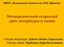 Презентация метапредметного урока литературы и химии Химические изобразительные средства в лирике Лермонтова