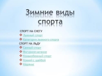 Презентация по физкультуре Зимние виды спорта
