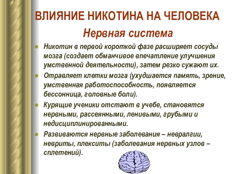 Влияние курения на мыслительные способности человека проект