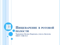 Пищеварение в ротовой полости