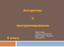 Презентация по информаткие на тему Алгоритмы и программирование(9 класс)
