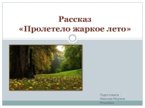 Презентация на Тему: Пролетело жаркое лето.
