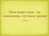 Проект на тему  Пока видят глаза - не понимаешь, что такое зрение