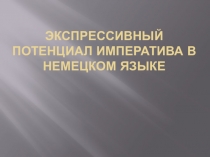 Экспрессивный потенциал императива в немецком языке