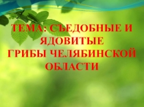 Презентация СЪЕДОБНЫЕ И ЯДОВИТЫЕ ГРИБЫ ЧЕЛЯБИНСКОЙ ОБЛАСТИ