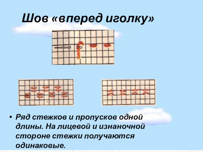 Одинаково получается. Шов который с изнаночной и лицевой стороны идет одинаково. Пропустили один шов.