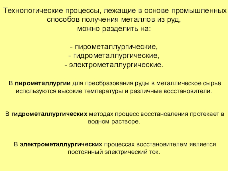 Презентация на тему общие способы получения металлов