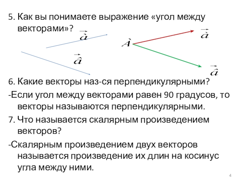 Презентация угол между векторами 11 класс презентация