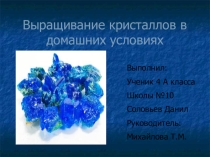 Презентация исследовательской работы Выращивание кристаллов