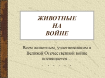 Презентация Животные на войне