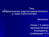 Изобразительные средства выразительности в стихах Сергея Есенина