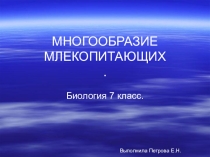Презентация: Многообразие млекопитающих