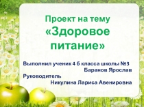 Презентация к проекту на тему Здоровое питание ,автор: Ярослав Баранов