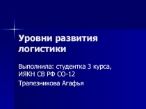 Урок презентация по теме Уровни развития логистики