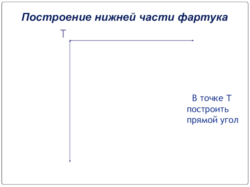 В точке Т построить прямой уголТ Построение нижней части фартука