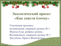Экологический проект Как спасти ёлочку