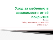 Презентация по СБО Уход за мебелью в зависимости от ее покрытия (6 класс)