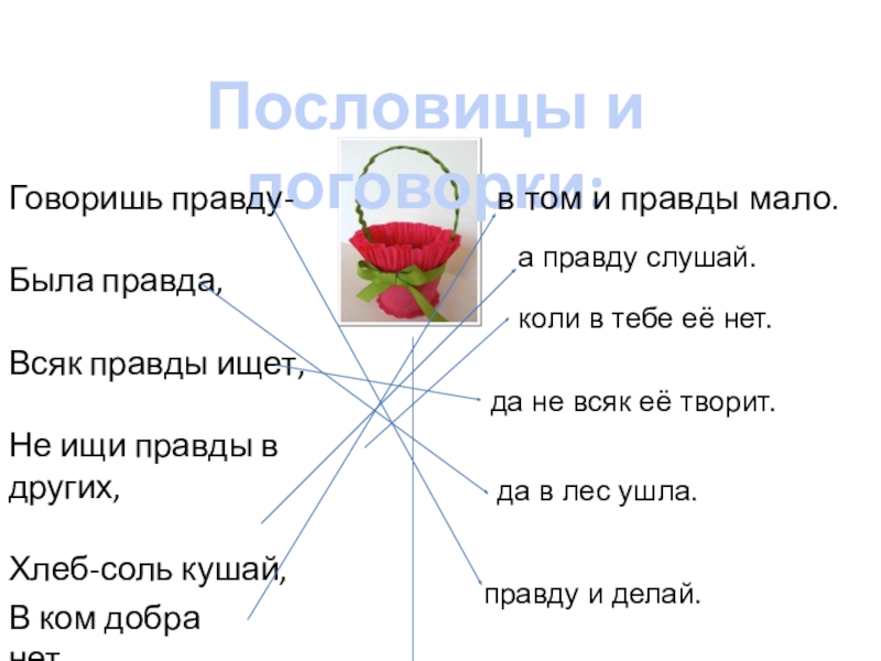 Справедливость урок во ОРКСЭ 4 класс Пословицы и поговорки:Говоришь правду-Была правда, Всяк правды ищет, Не ищи правды Пословицы и поговорки:Говоришь правду-Была правда, Всяк правды ищет, Не ищи правды в других, Хлеб-соль кушай, В ком